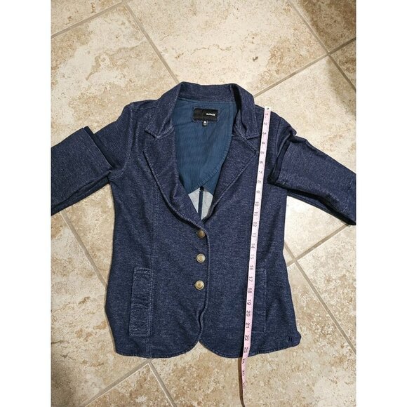Hurley Lightweight Denim Knit Blazer Medium Navy Soft Preppy Classic Academic - Picture 6 of 6